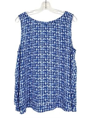 Chico's Blue Batik Layered Look Flowy Tank Top Sleeveless Blouse